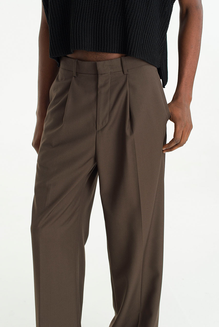 Oban Single Pleated Relaxed Fit Trousers - Granola Khaki – Truser